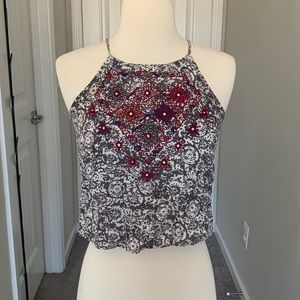 Pacsun LA Hearts High Neck Halter Embroidered Top